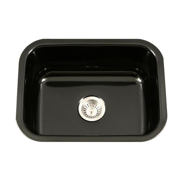 Houzer BL Porcela Series Porcelain Enamel Steel Undermount Single Bowl Kitchen Sink, Black Kitchen Sink - Undermount Houzer